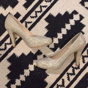 Round Toe Champagne Sparkly High Heeled Pumps